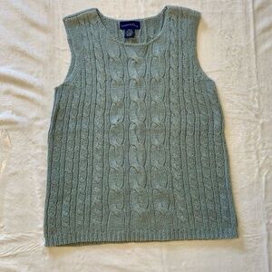 Charter Club Sage Green Cable Knit Sweater Vest Size Small.